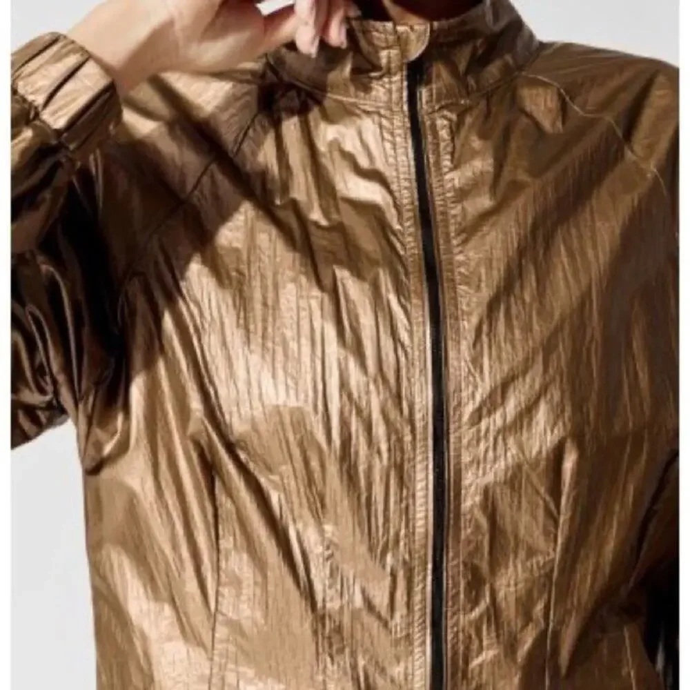 Carbon 38 Gold Crinkle Track Jacket Lace Back XS